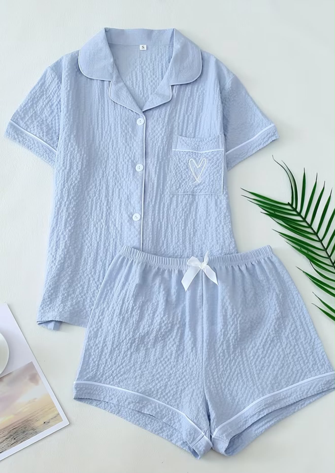 PIJAMA CONJUNTO CORTA AZUL CLARO TALLA S