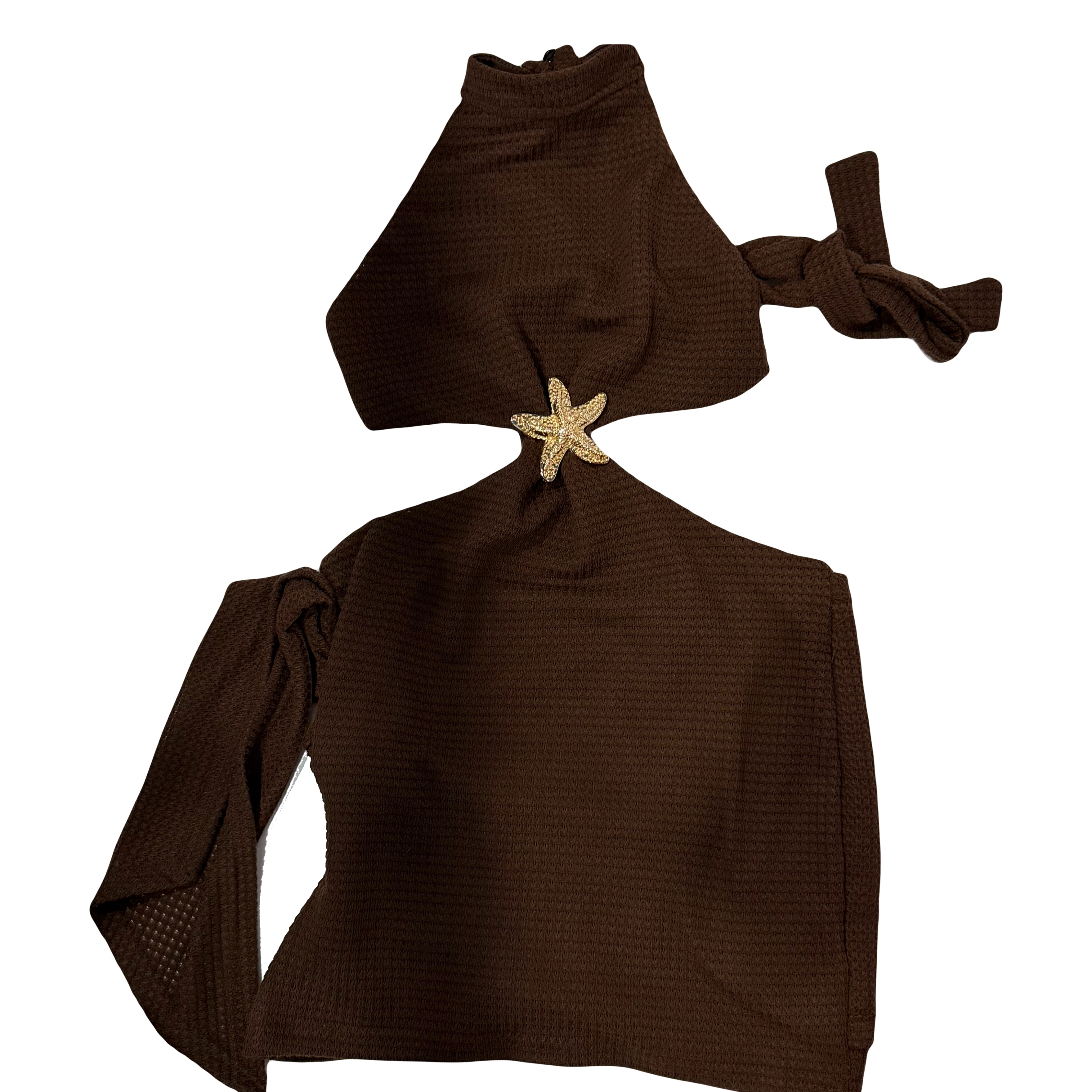 VESTIDO PLAYERO MINI  MARRON TALLA M 